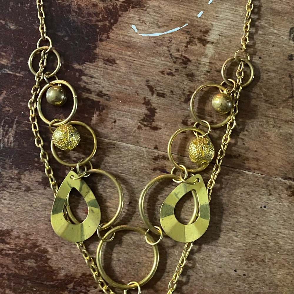 Elegant Goldtone Necklace costume statement piece